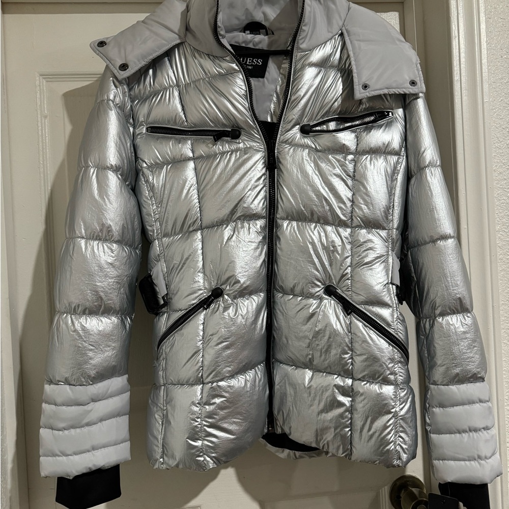GUESS Silver metallic Puffer Jacket